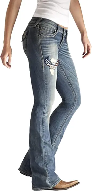 American Flag Mid Rise Bootcut Jeans for Women