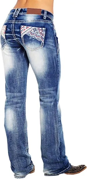American Flag Mid Rise Bootcut Jeans for Women