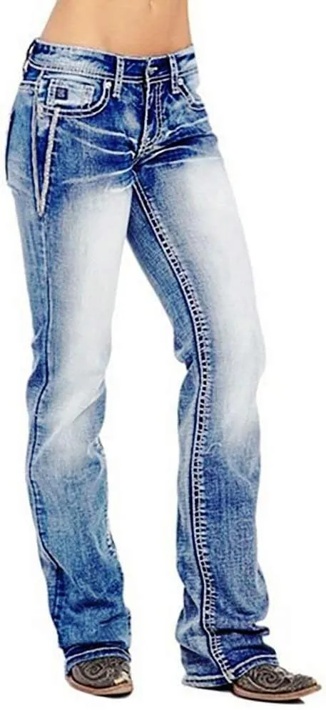 American Flag Mid Rise Bootcut Jeans for Women