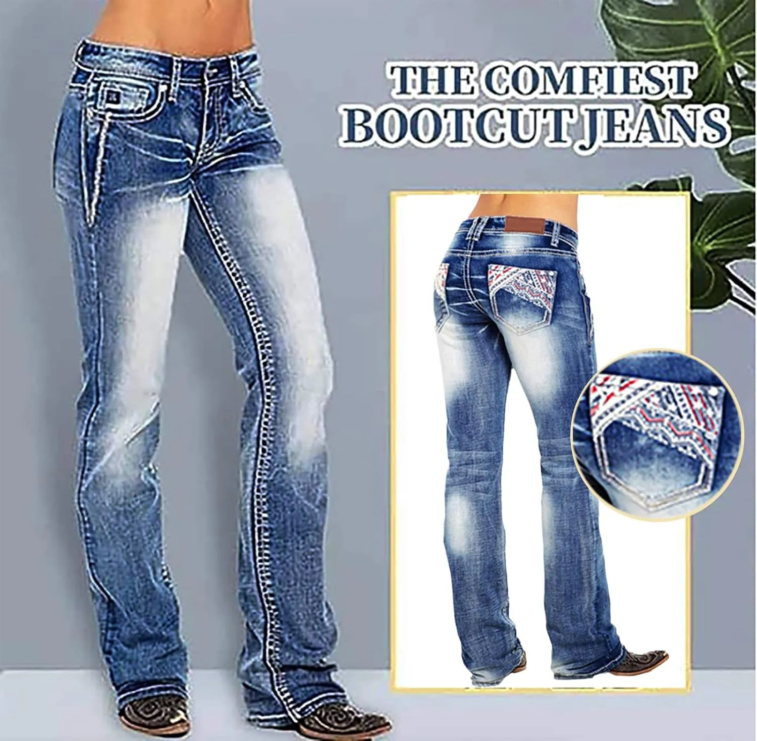 American Flag Mid Rise Bootcut Jeans for Women