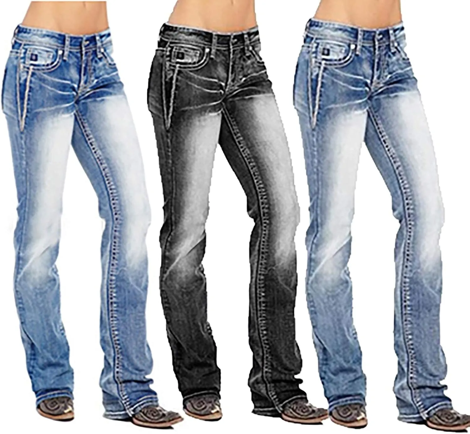 American Flag Mid Rise Bootcut Jeans for Women