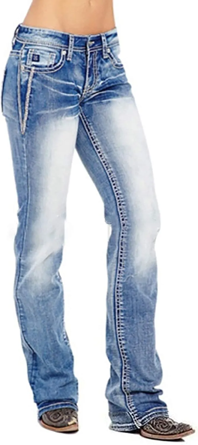 American Flag Mid Rise Bootcut Jeans for Women