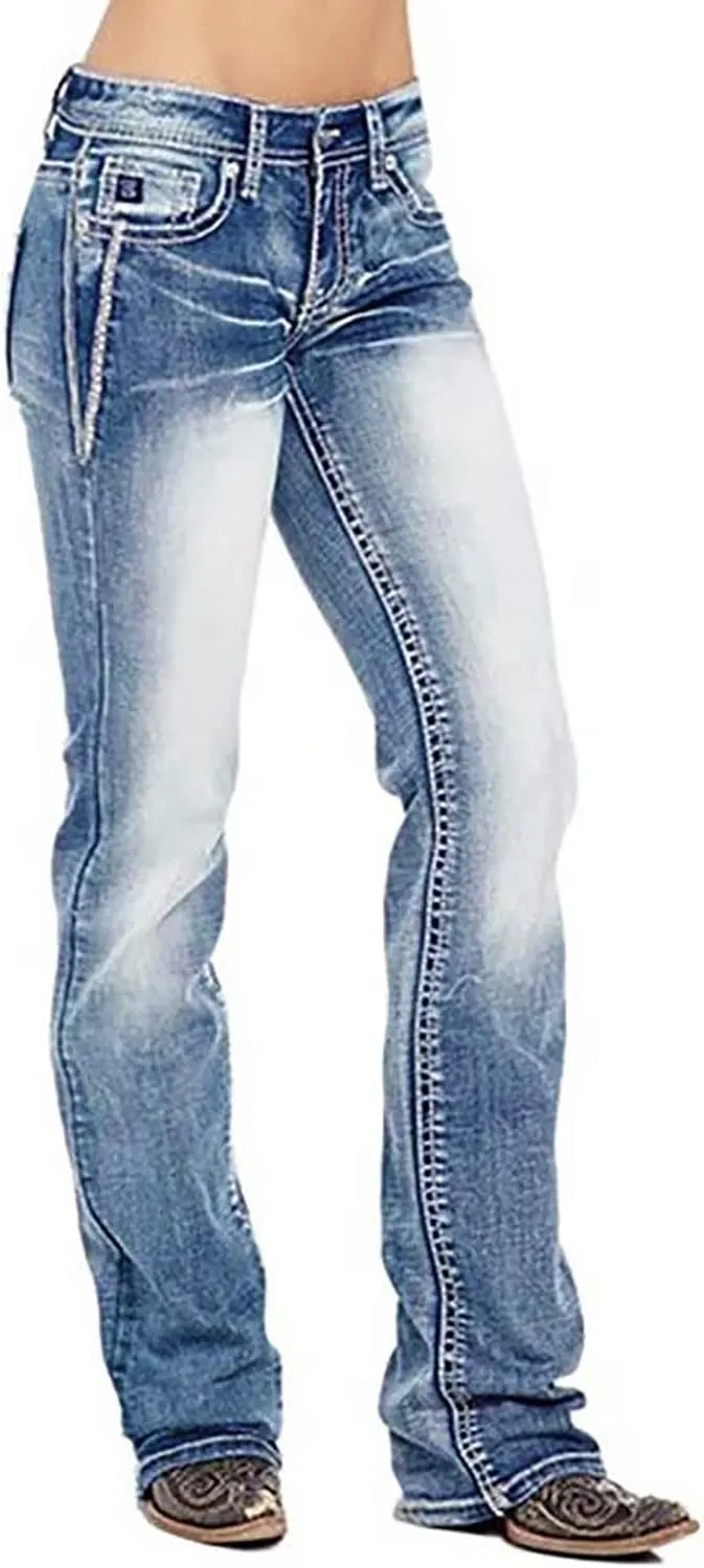 American Flag Mid Rise Bootcut Jeans for Women