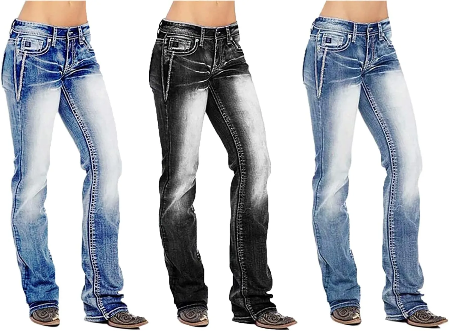 American Flag Mid Rise Bootcut Jeans for Women