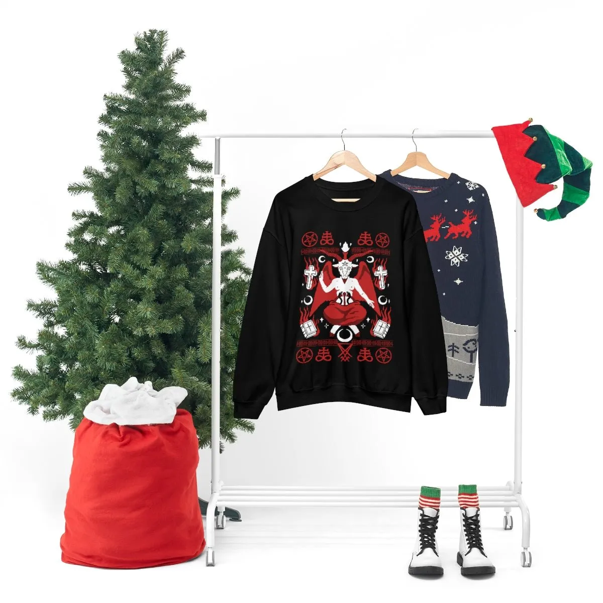 Baphoclaus Christmas in Hell Christmas Crewneck Sweatshirt