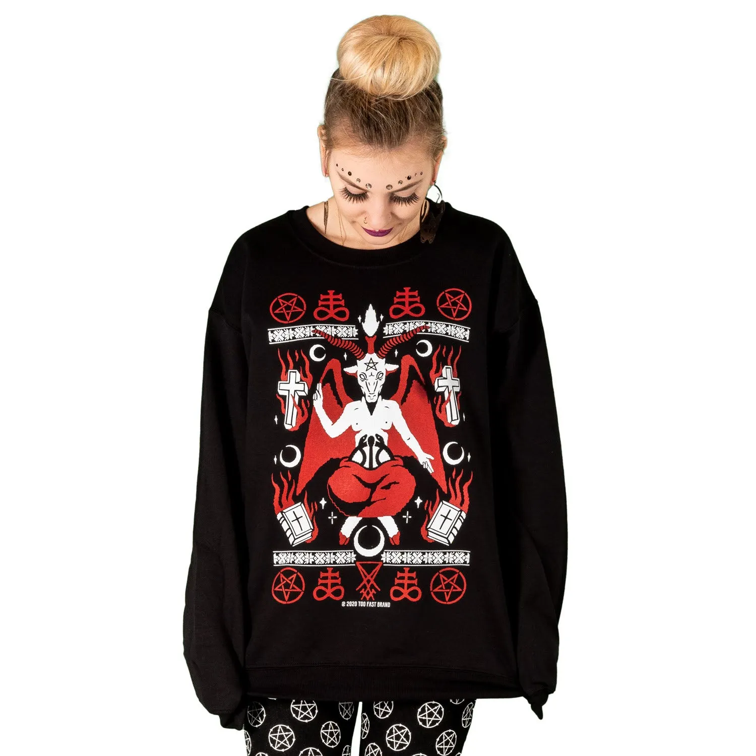 Baphoclaus Christmas in Hell Christmas Crewneck Sweatshirt