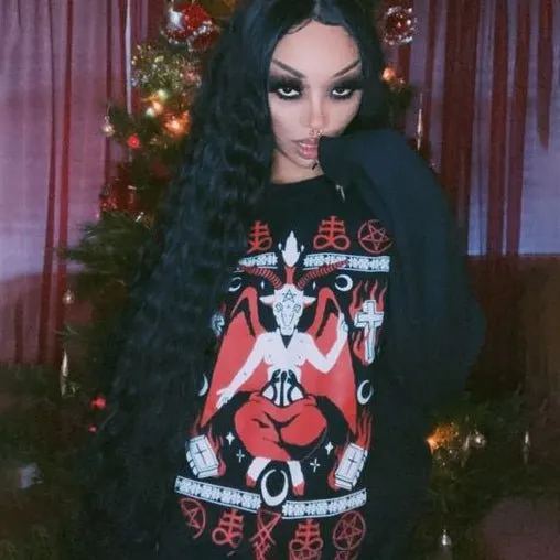 Baphoclaus Christmas in Hell Christmas Crewneck Sweatshirt
