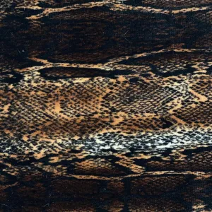 Brown Snake Skin Printed Stretch Velvet Fabric