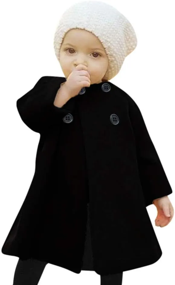 Children Kid Girls Autumn Winter Clothes Stylish Cloak Button Jacket Warm Coat 1-5 Years