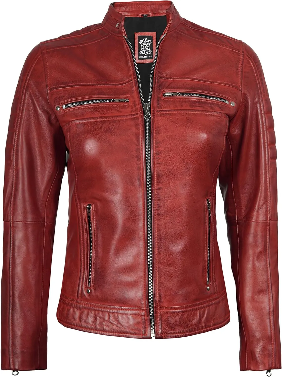 Decrum Leather Jacket Women - Stylish Casual Real Lambskin Leather Jackets for Women