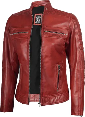 Decrum Leather Jacket Women - Stylish Casual Real Lambskin Leather Jackets for Women