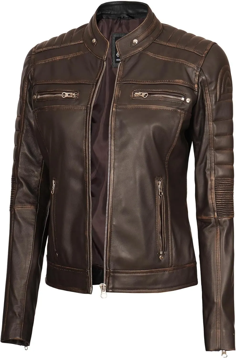 Decrum Leather Jacket Women - Stylish Casual Real Lambskin Leather Jackets for Women