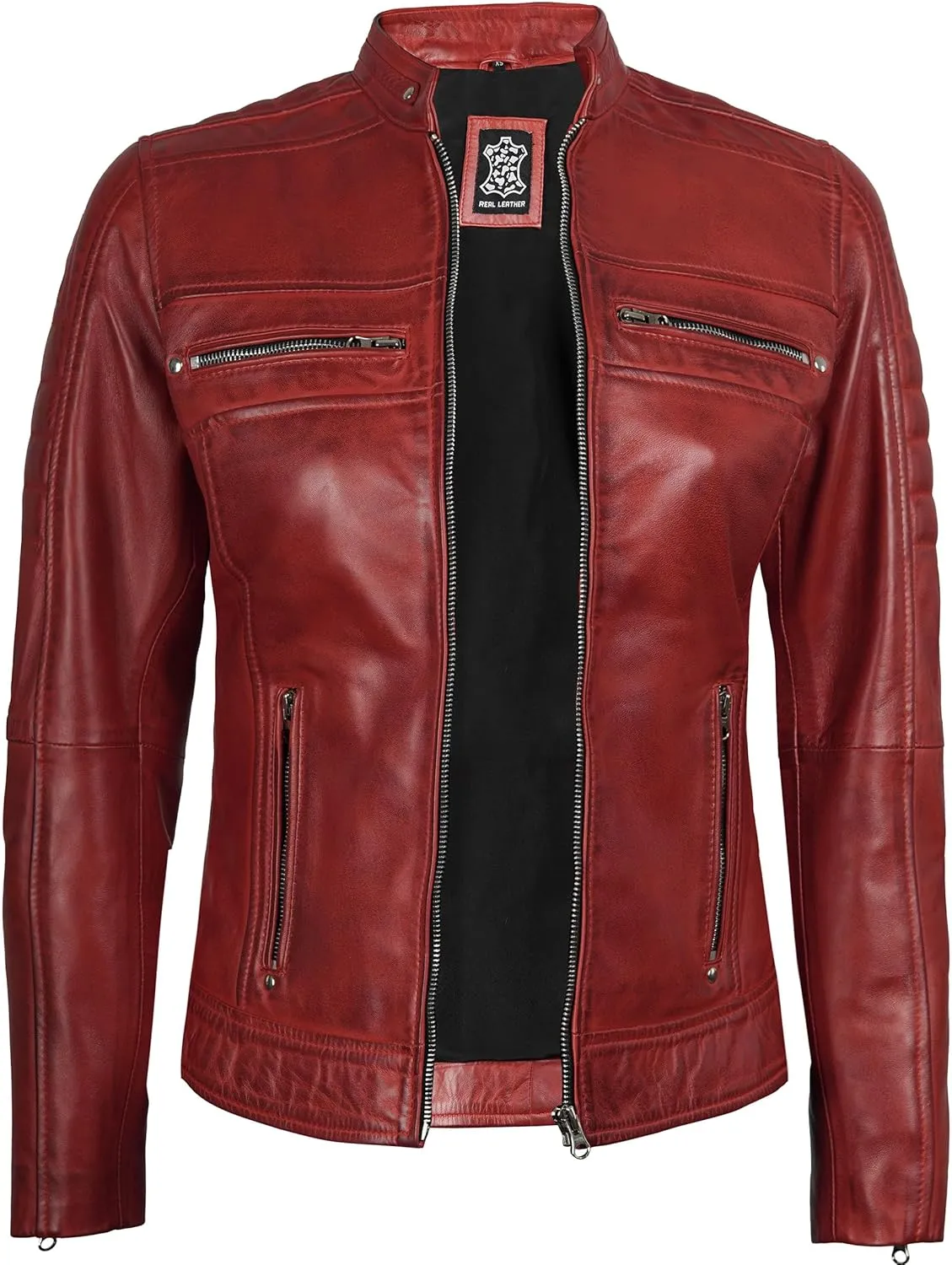 Decrum Leather Jacket Women - Stylish Casual Real Lambskin Leather Jackets for Women