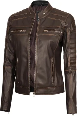 Decrum Leather Jacket Women - Stylish Casual Real Lambskin Leather Jackets for Women