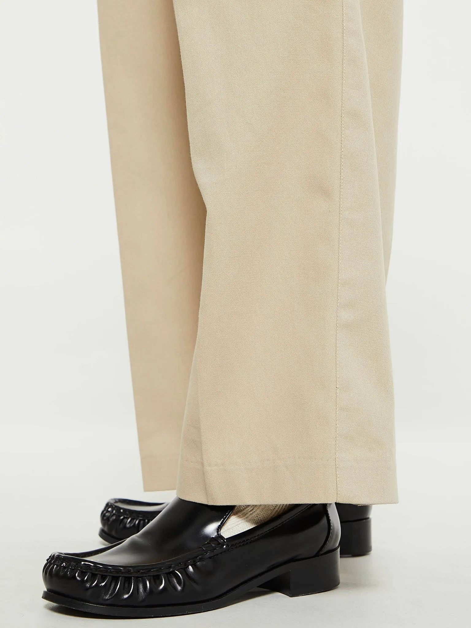 Double Pleated Chino Slacks in Beige