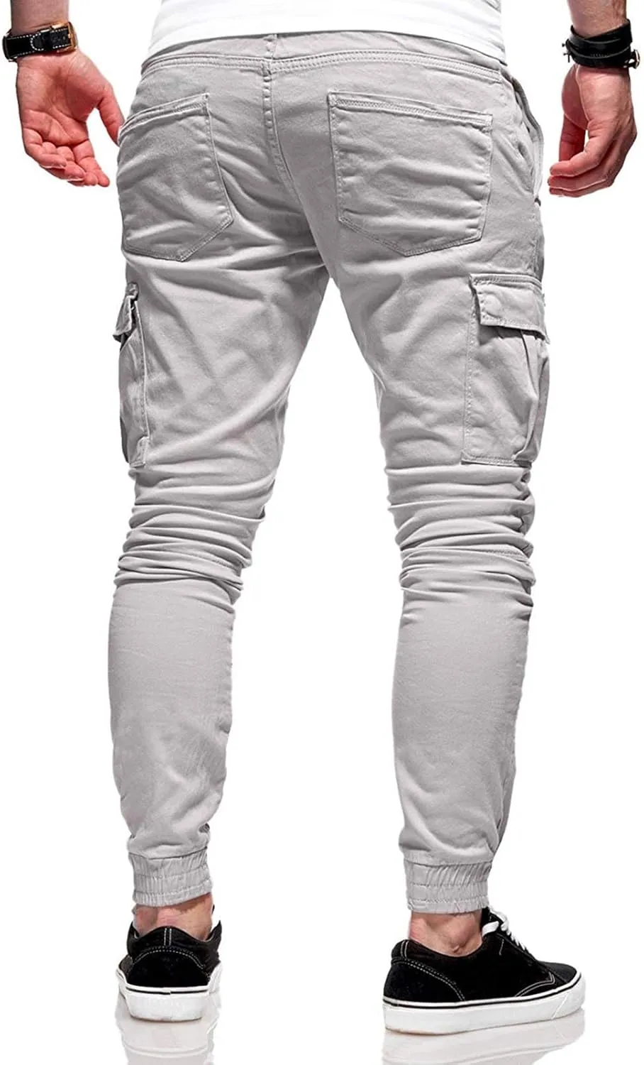 evzosrz Men Joggers Cargo Pants Slim Fit Drawstring Sports Athletic Workout Fitness Track Tapered Jogging Trousers Sweatpants