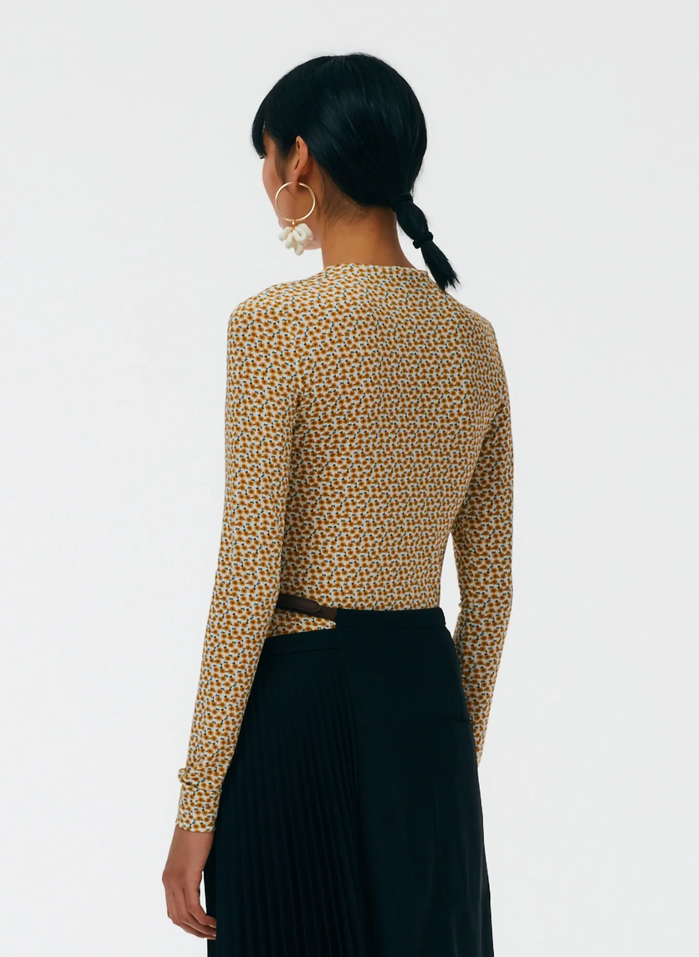 Flora On Jersey Fitted Long Sleeve T-Shirt