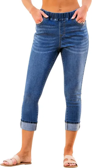 GRAPENT Pull On Jeans for Women High Waisted Skinny Capri Pants Trendy Stretch Denim Cropped Jeans Crop Jeggings Capris