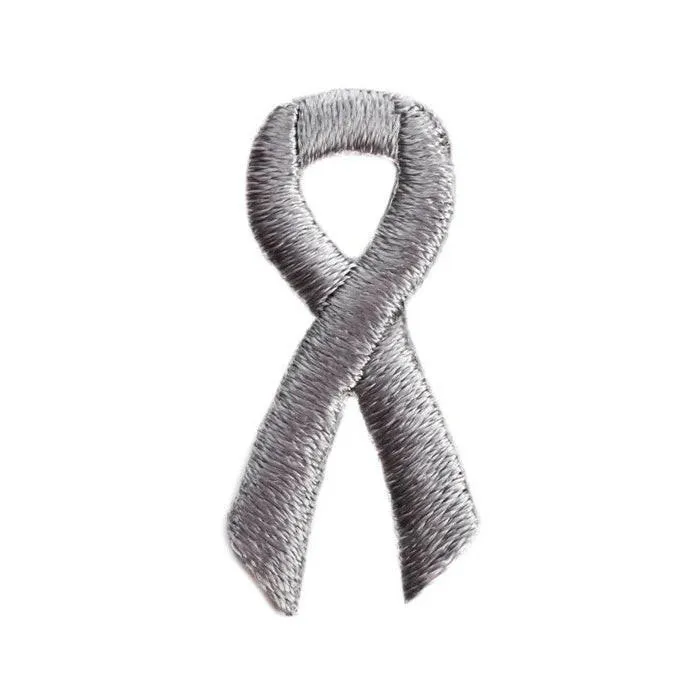 Grey Ribbon Embroidered Stick-ons - 25-pack