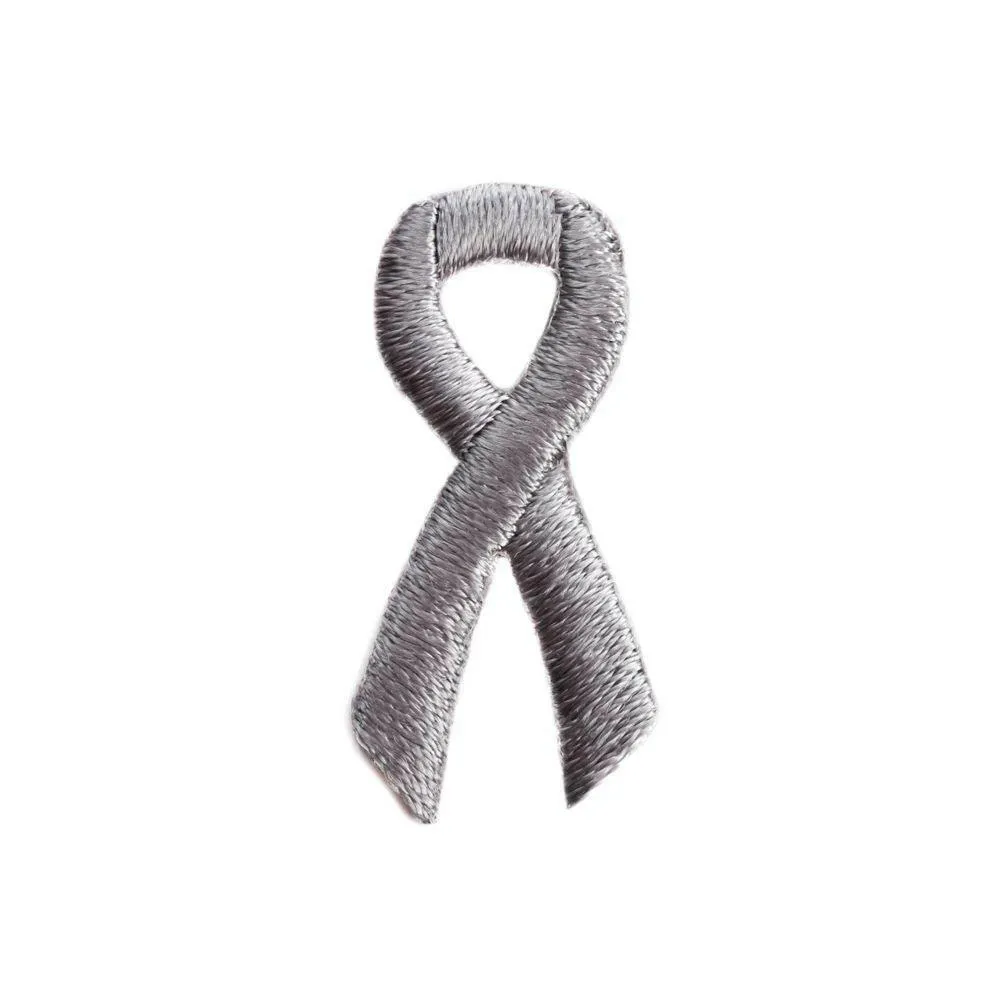 Grey Ribbon Embroidered Stick-ons - 25-pack