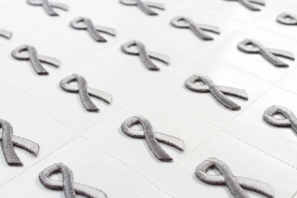 Grey Ribbon Embroidered Stick-ons - 25-pack