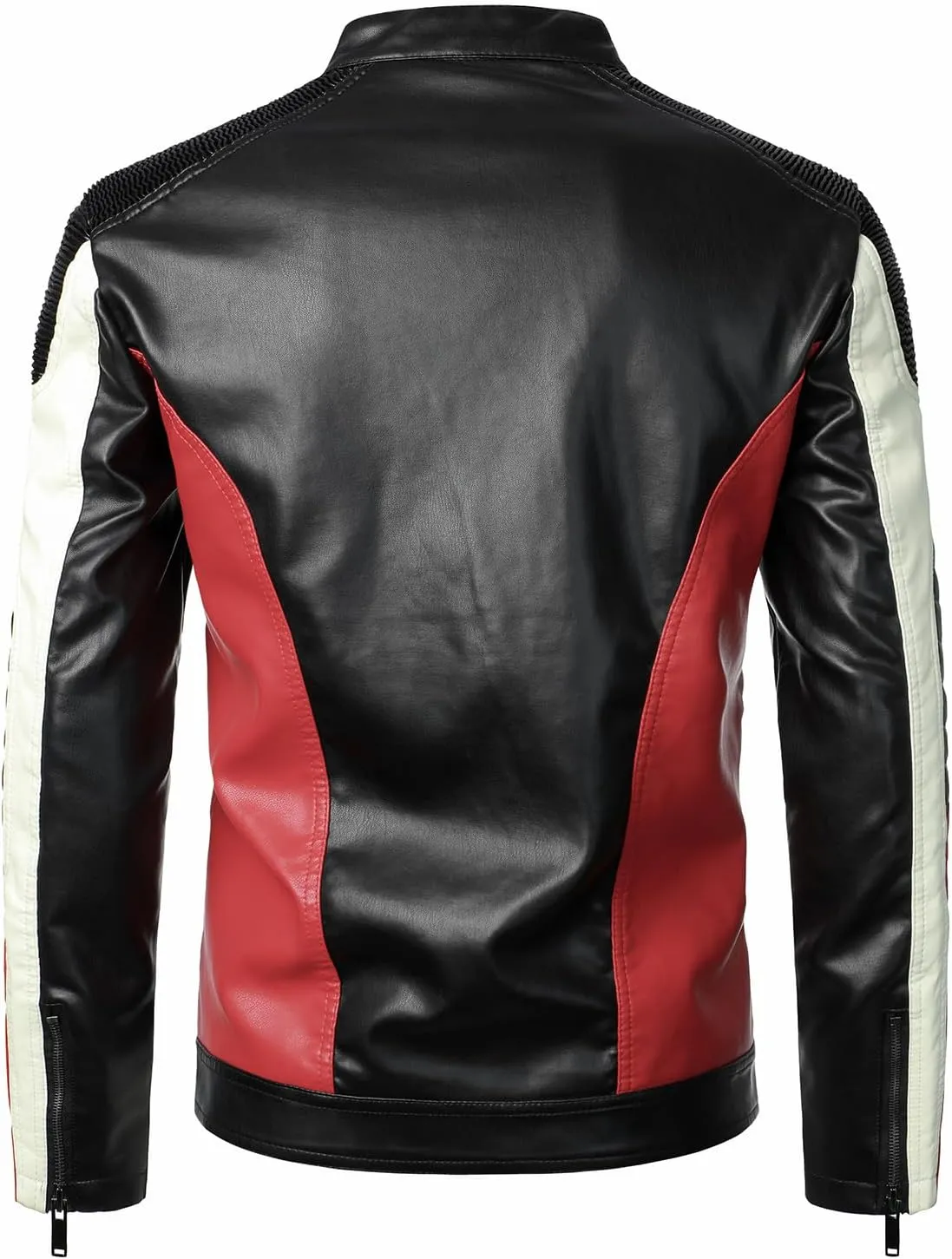 HOOD CREW Mans Motorcycle Biker Jackets Stylish Design Faux Leather Jacket for Men