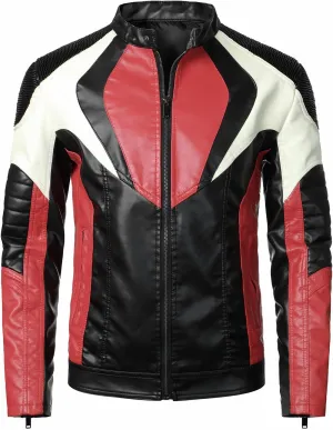 HOOD CREW Mans Motorcycle Biker Jackets Stylish Design Faux Leather Jacket for Men