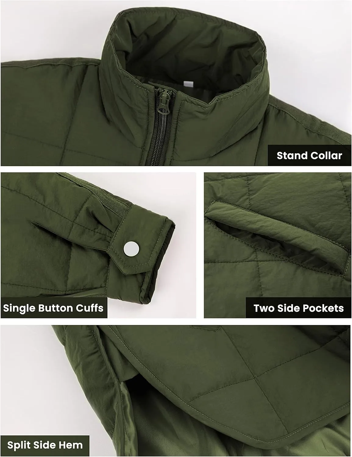 Huaqiao Womens Quilted Puffer Jackets Lightweight Zipper Short Winter Coat with Pockets
