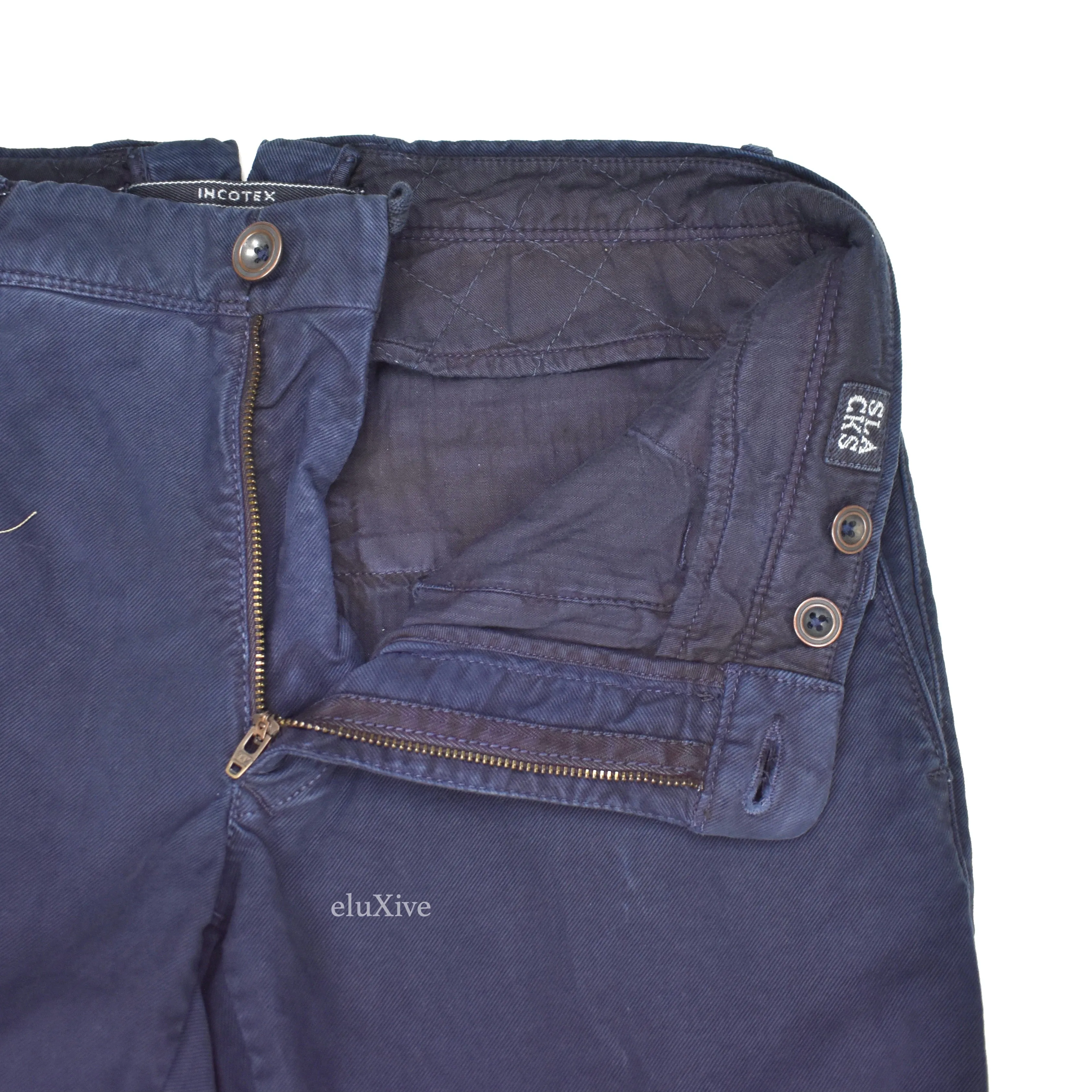 Incotex - Navy Blue Washed Twill Pants