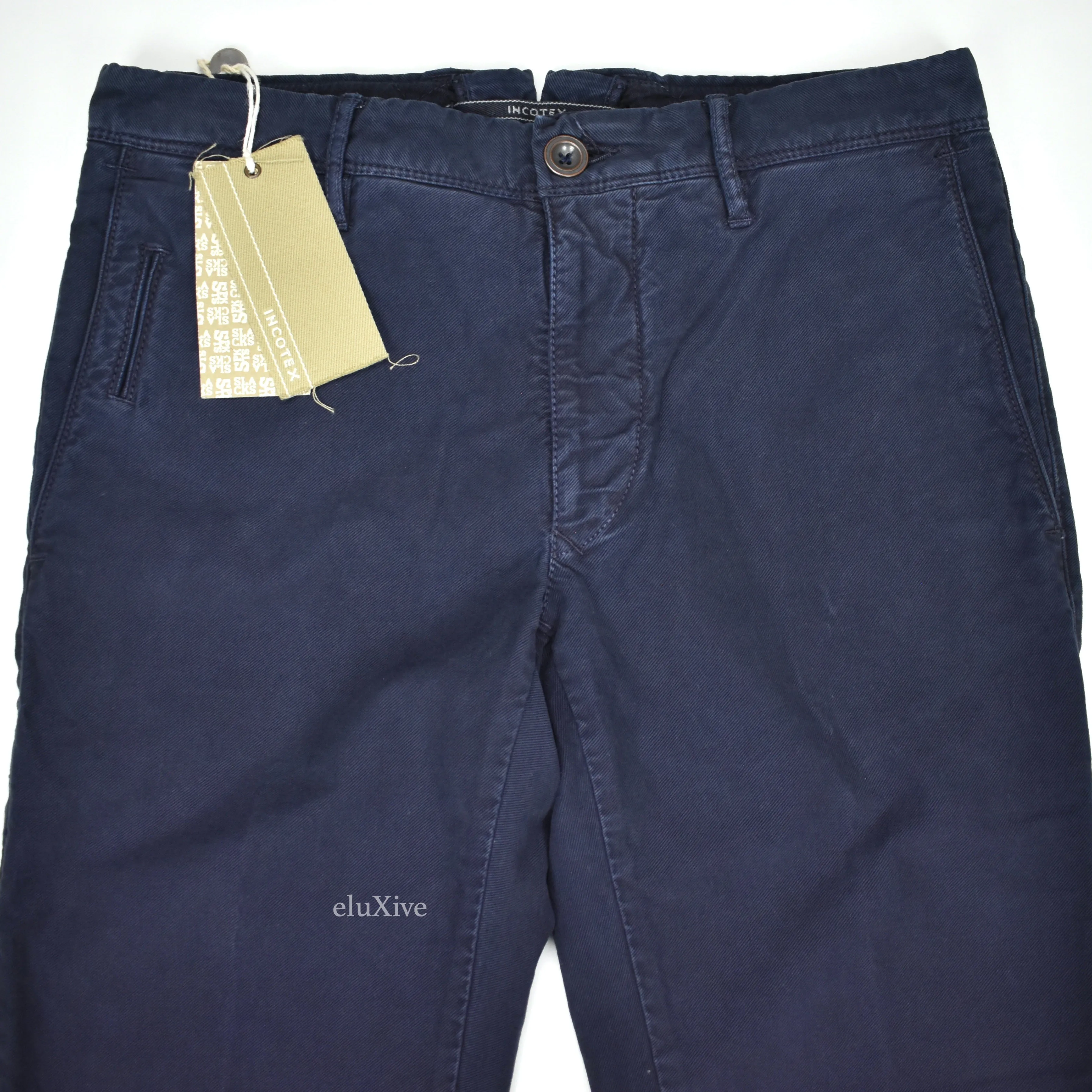 Incotex - Navy Blue Washed Twill Pants
