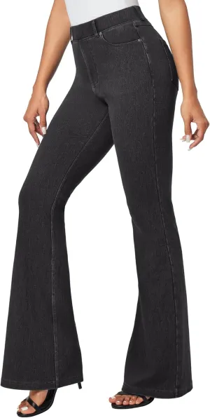 IUGA Bell Bottom Jeans for Women High Waisted Stretchy Pull On Flare Jeans Wide Leg Leggings Tummy Control Flare Pants