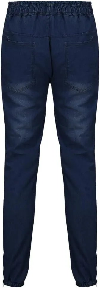 Jeans for Men Slim Fit Vintage Jeans Loose Denim Pants with Zipper Pockets Hip Hop Elastic Dance Pants Streetwear
