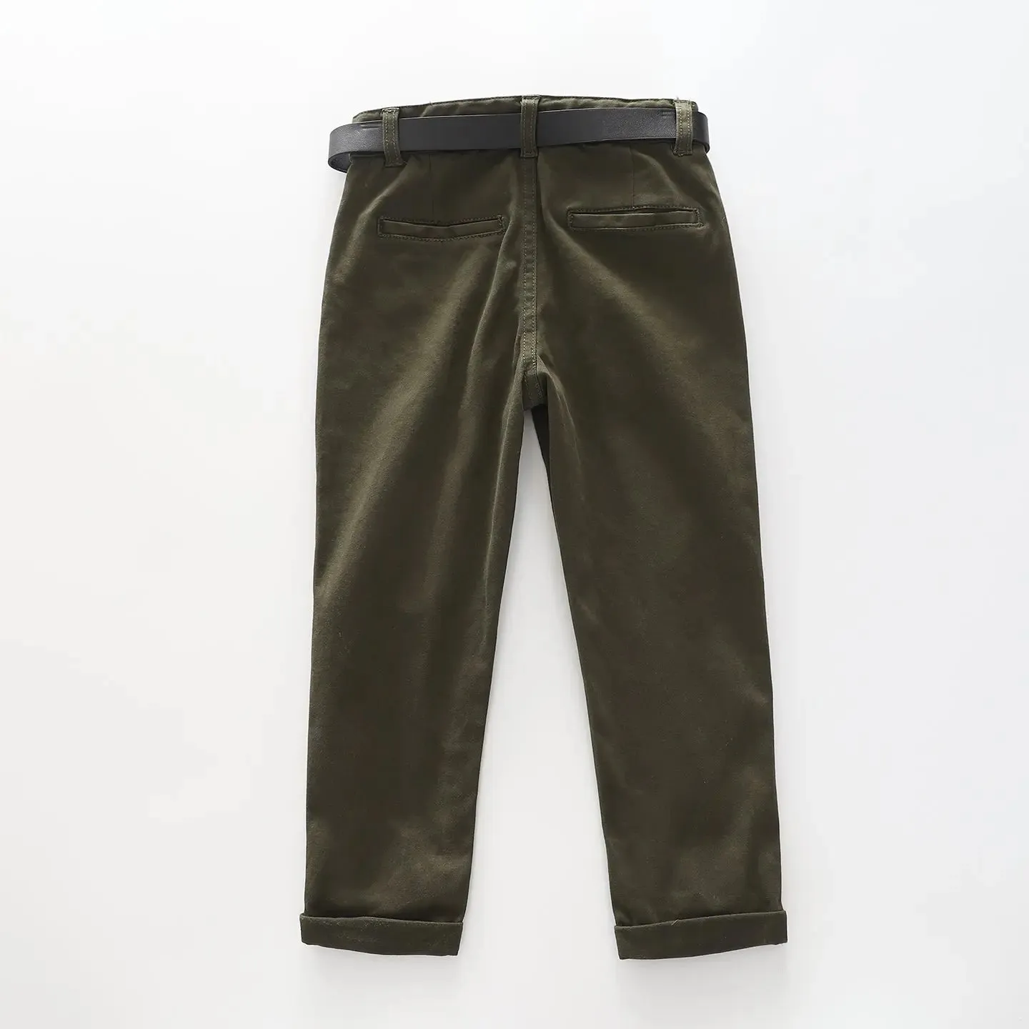 Junior Boys' Khaki Chino Slacks and Black Belt Combo