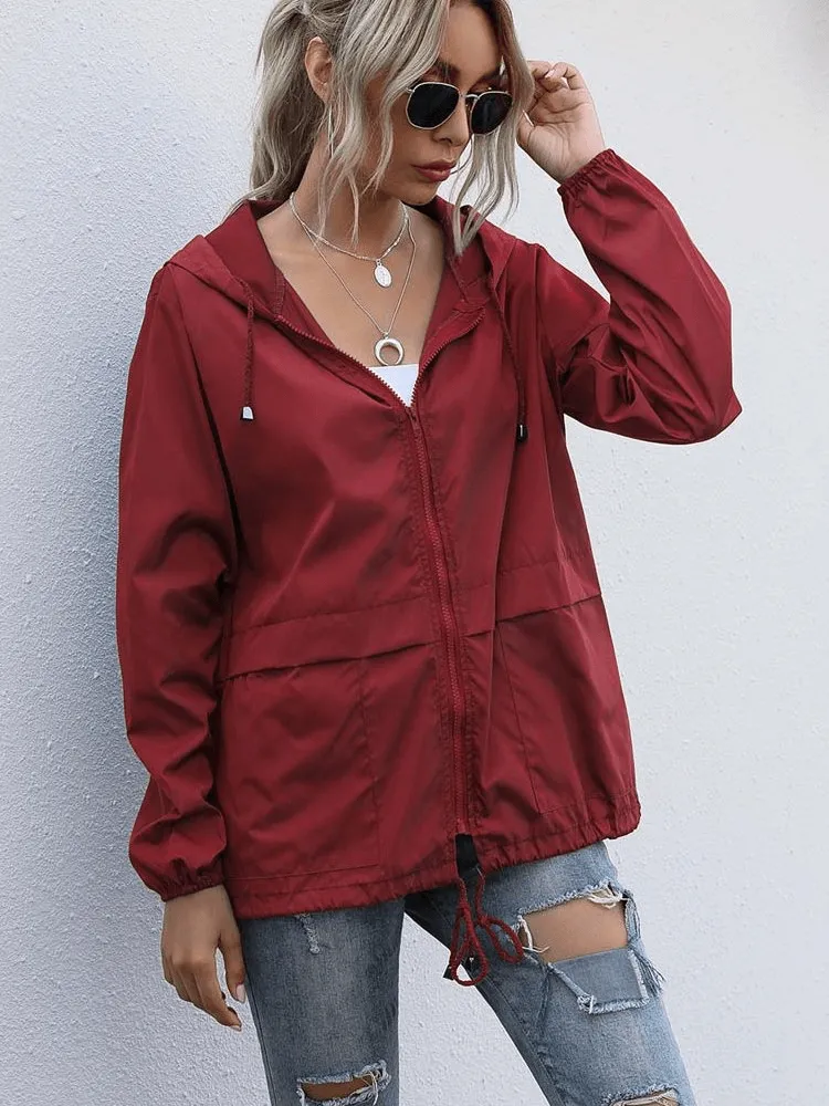 Lightweight Waterproof Sport Women's Jacket Windbreaker with Hood - SF1168
