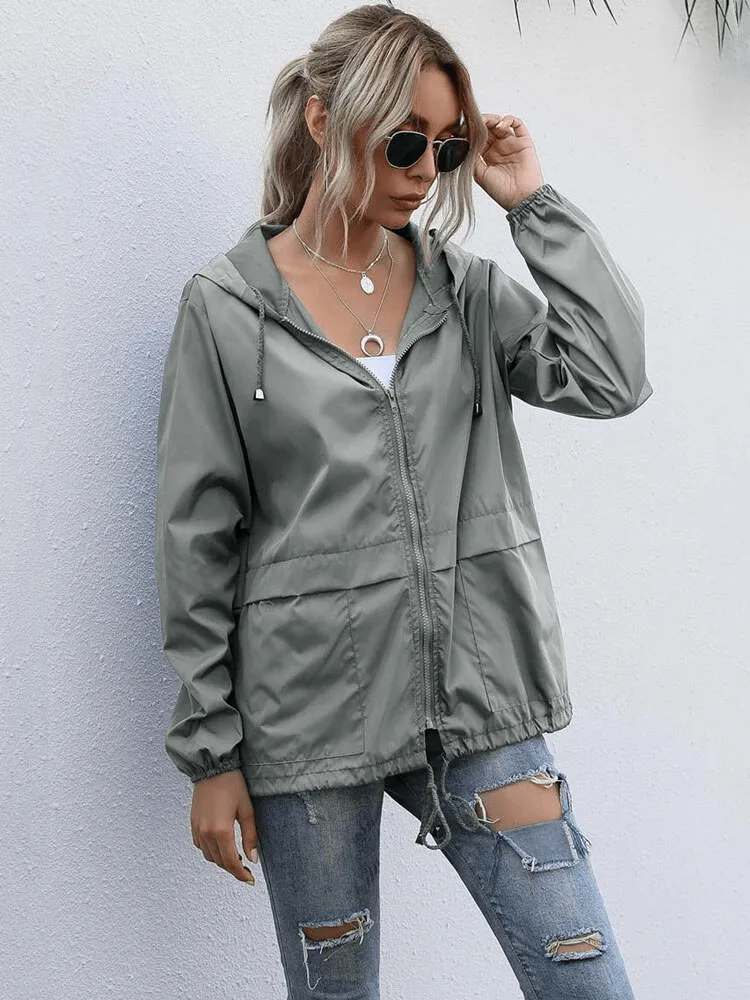 Lightweight Waterproof Sport Women's Jacket Windbreaker with Hood - SF1168
