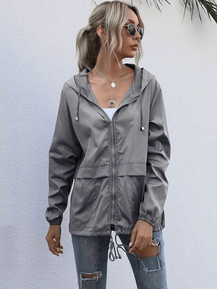 Lightweight Waterproof Sport Women's Jacket Windbreaker with Hood - SF1168