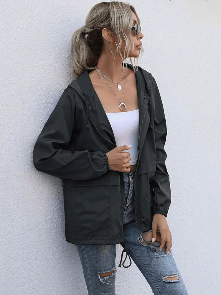 Lightweight Waterproof Sport Women's Jacket Windbreaker with Hood - SF1168