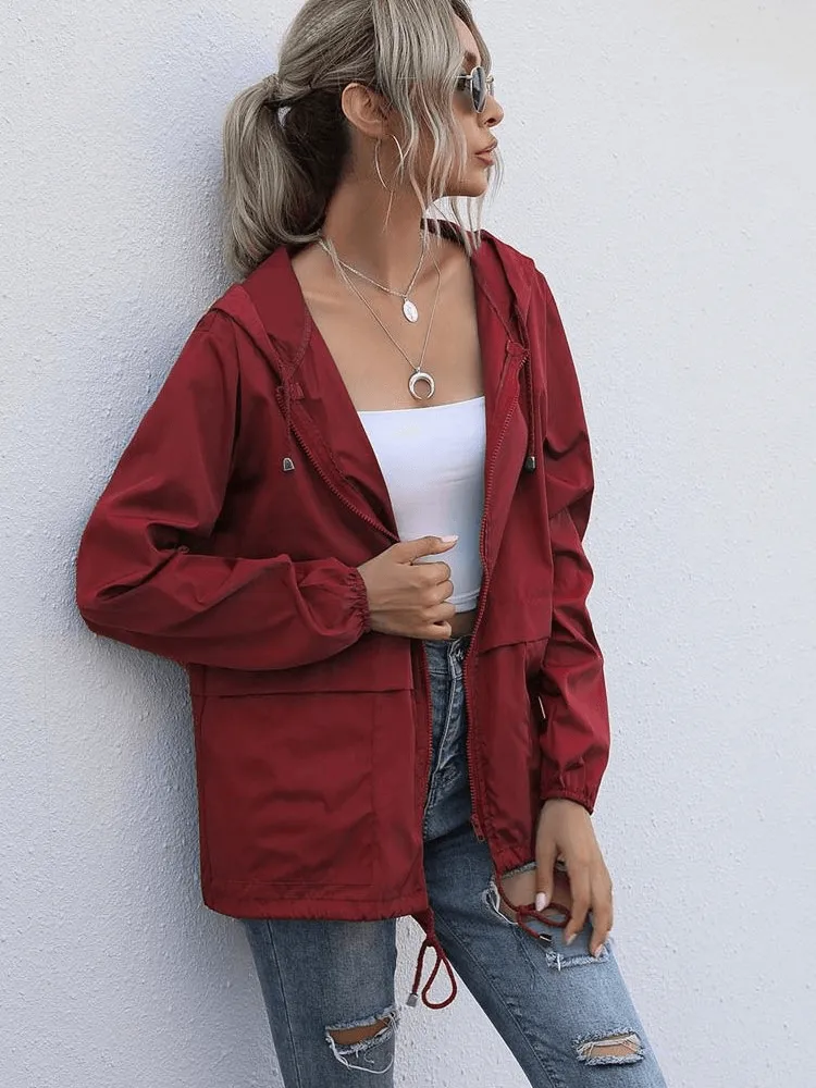 Lightweight Waterproof Sport Women's Jacket Windbreaker with Hood - SF1168