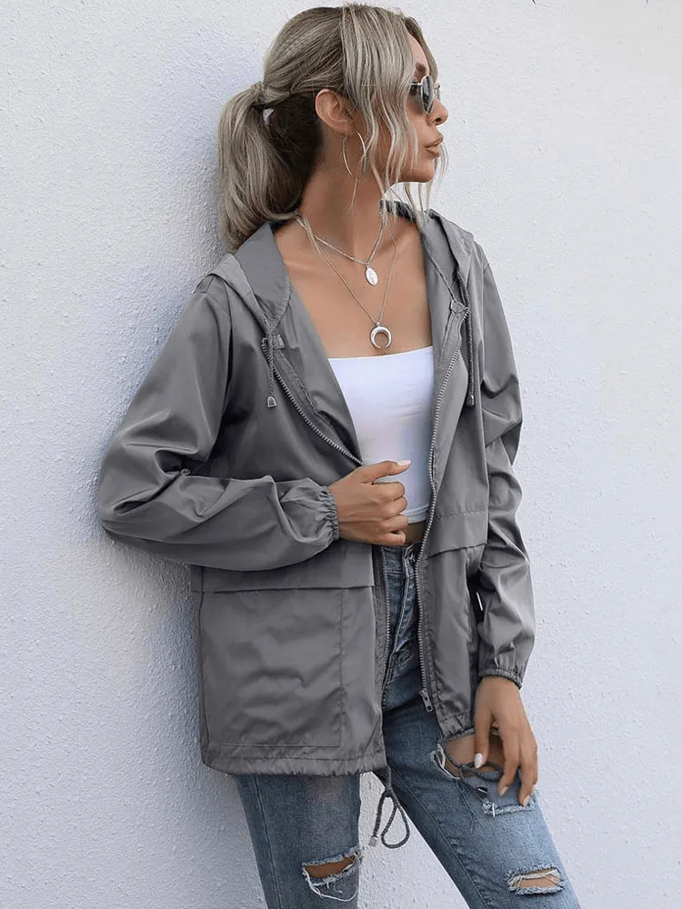 Lightweight Waterproof Sport Women's Jacket Windbreaker with Hood - SF1168