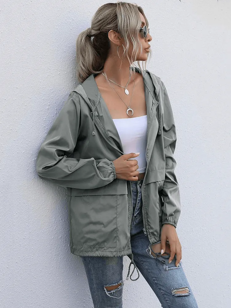 Lightweight Waterproof Sport Women's Jacket Windbreaker with Hood - SF1168