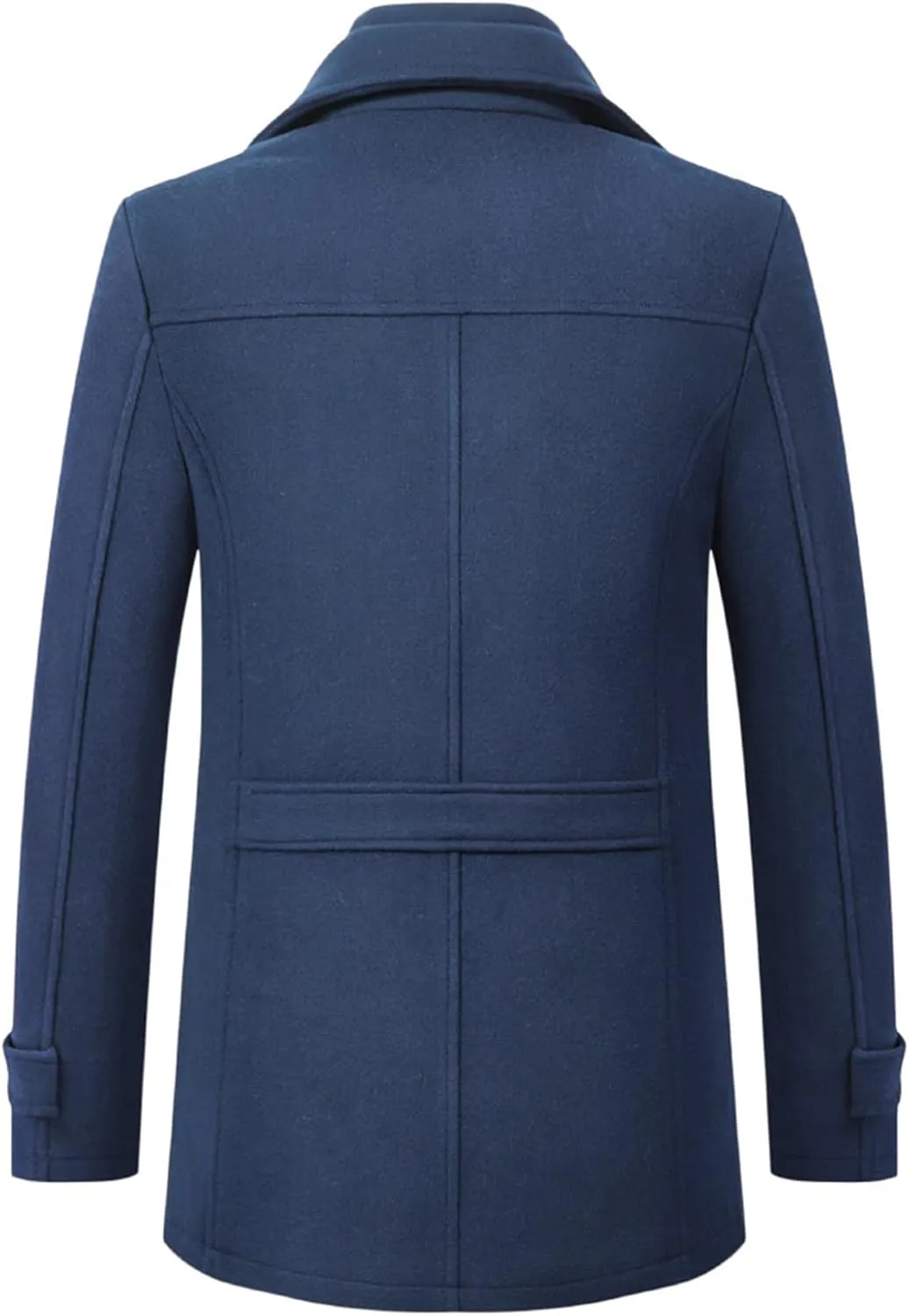 Maiyifu-GJ Men Layered Collar Wool Blend Jacket Military Single Breasted Pea Coat Thick Stylish Quilted Lined Trench Overcoat