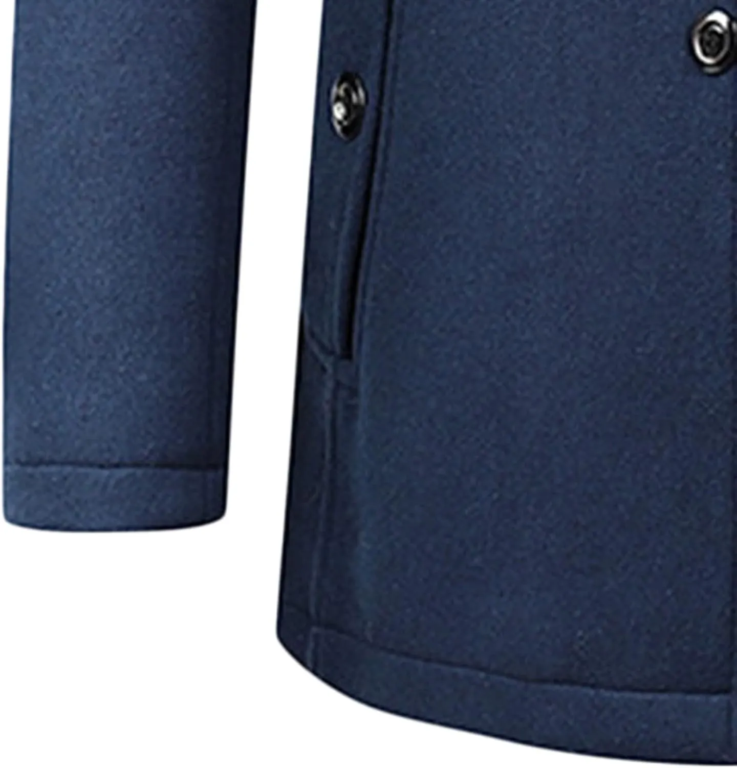 Maiyifu-GJ Men Layered Collar Wool Blend Jacket Military Single Breasted Pea Coat Thick Stylish Quilted Lined Trench Overcoat