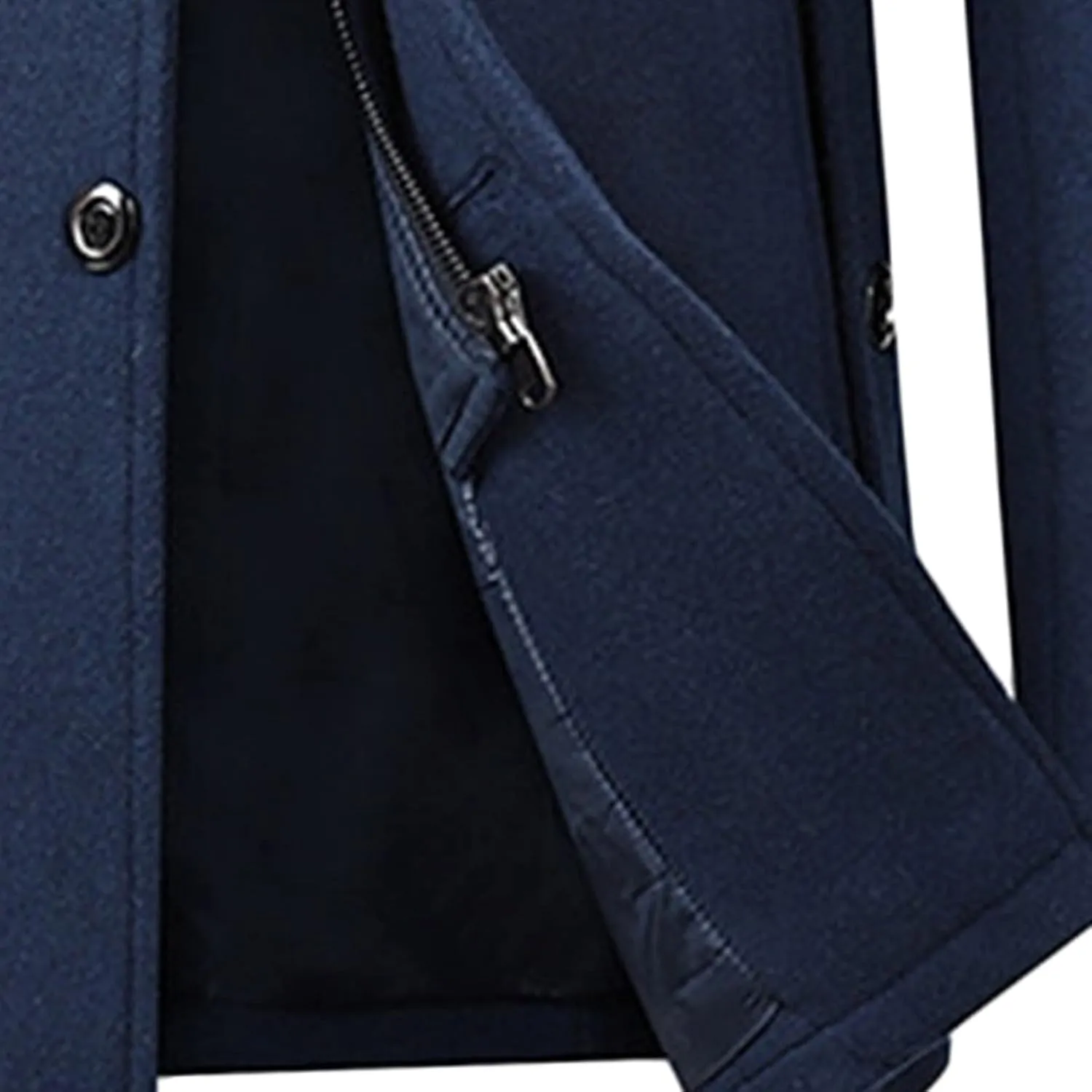 Maiyifu-GJ Men Layered Collar Wool Blend Jacket Military Single Breasted Pea Coat Thick Stylish Quilted Lined Trench Overcoat