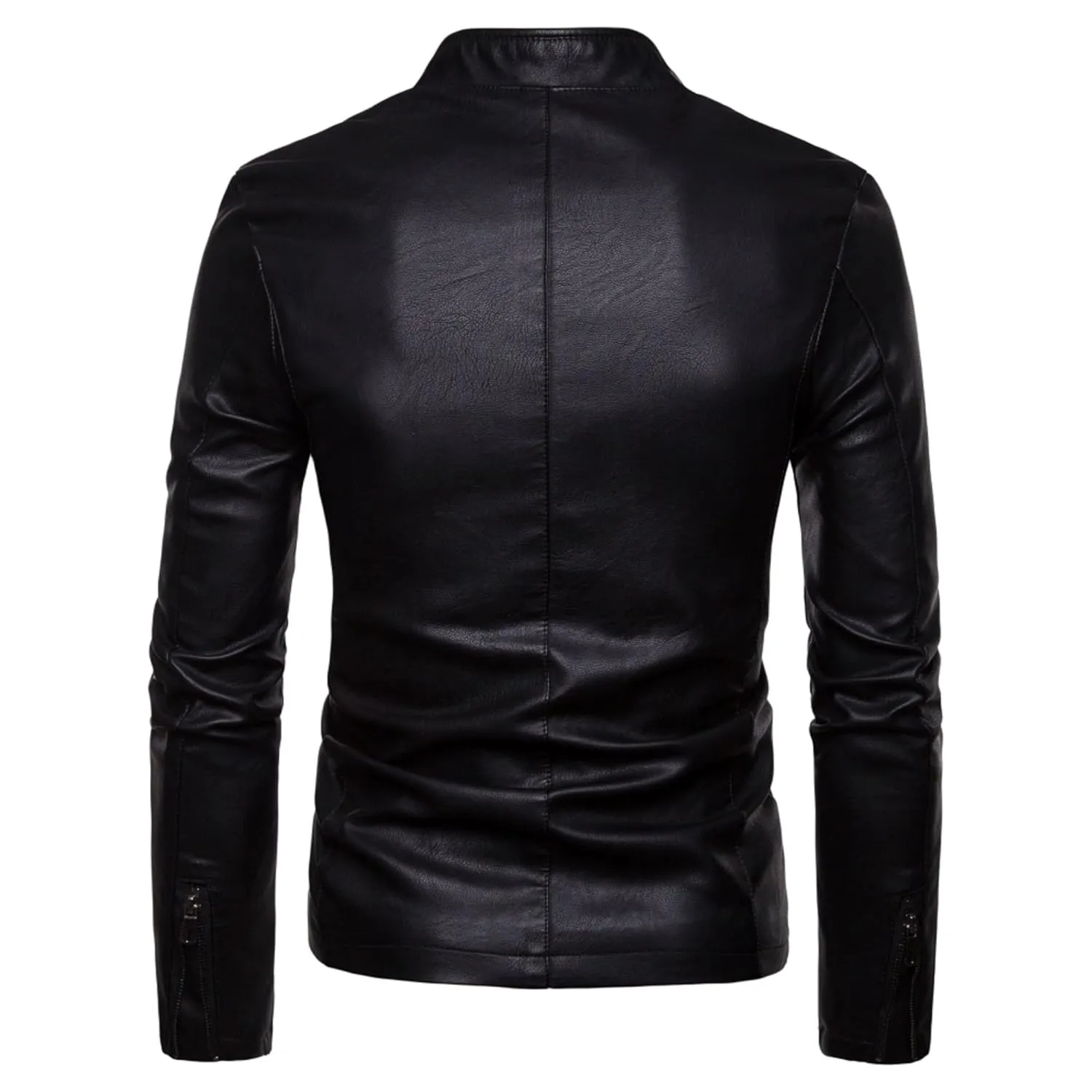 Maiyifu-GJ Men Regular Fit Stylish Motorcycle Jackets Stand Collar Faux Leather Jacket Lightweight Pu Vintage Outwear Coat (BlackB1,Medium)