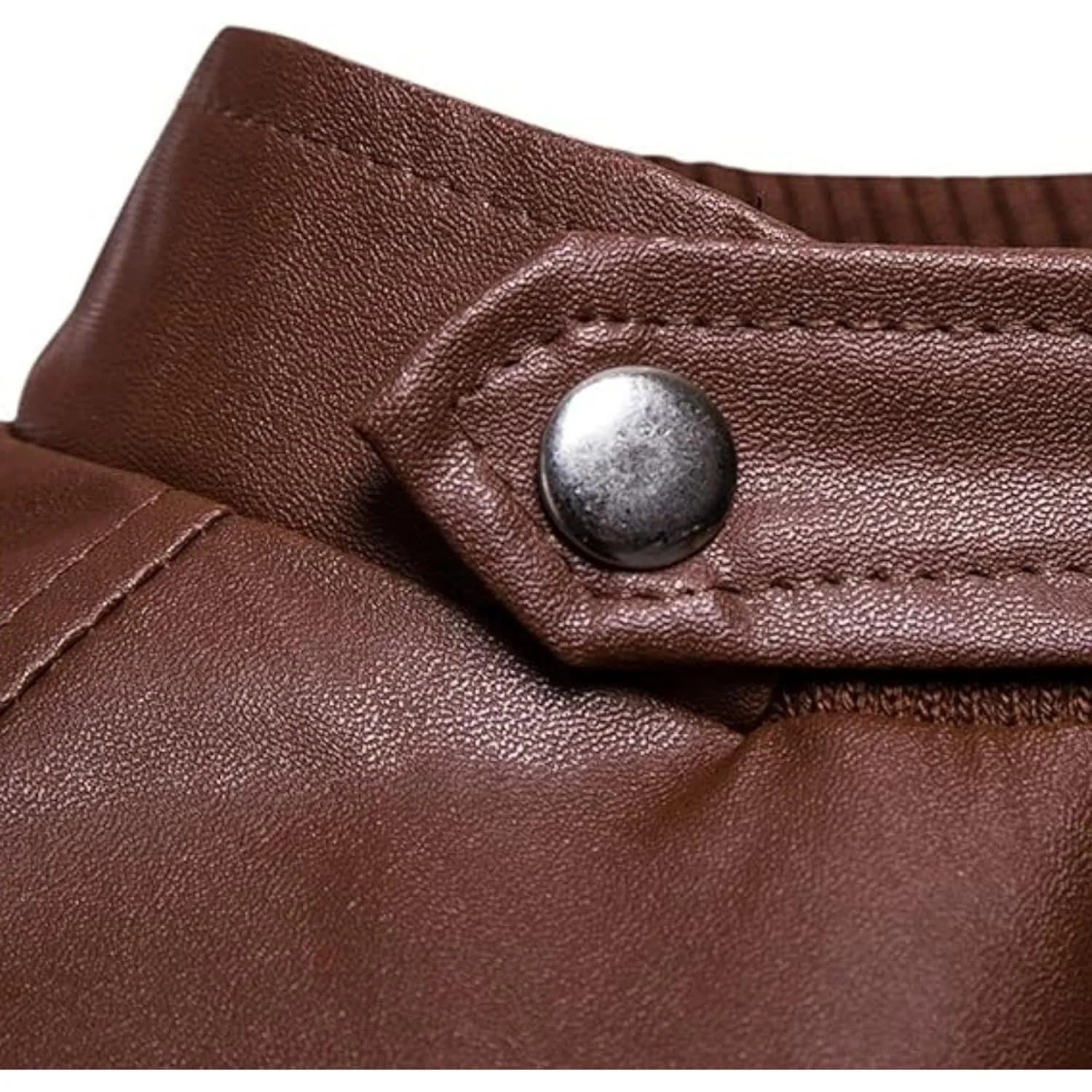 Maiyifu-GJ Men Stand Collar Faux Leather Jacket Lightweight Pu Vintage Outwear Coat Regular Fit Stylish Motorcycle Jackets (Coffe,Medium)