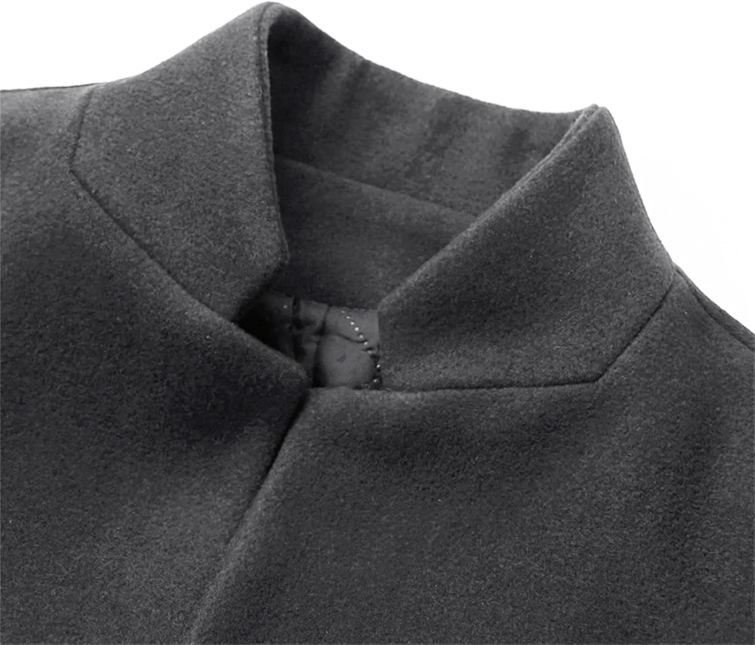 Maiyifu-GJ Mens Mid-Length Single Breasted Coat Stylish Stand Collar Top Pea Coats Winter Windproof Business Trench Overcoat