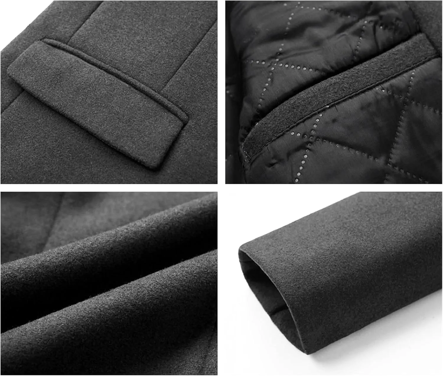 Maiyifu-GJ Mens Mid-Length Single Breasted Coat Stylish Stand Collar Top Pea Coats Winter Windproof Business Trench Overcoat