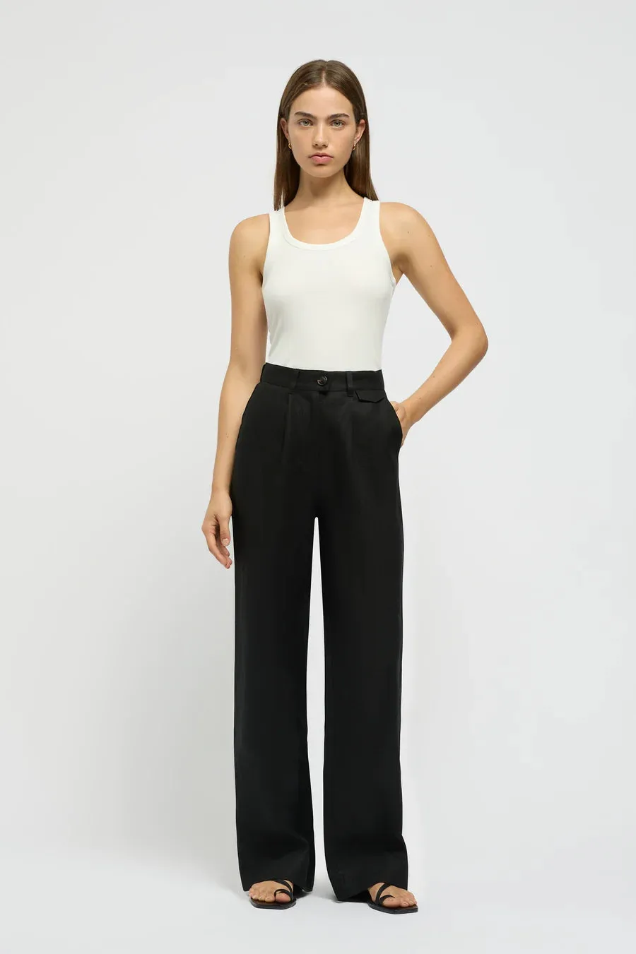 Martine Linen Trousers Black