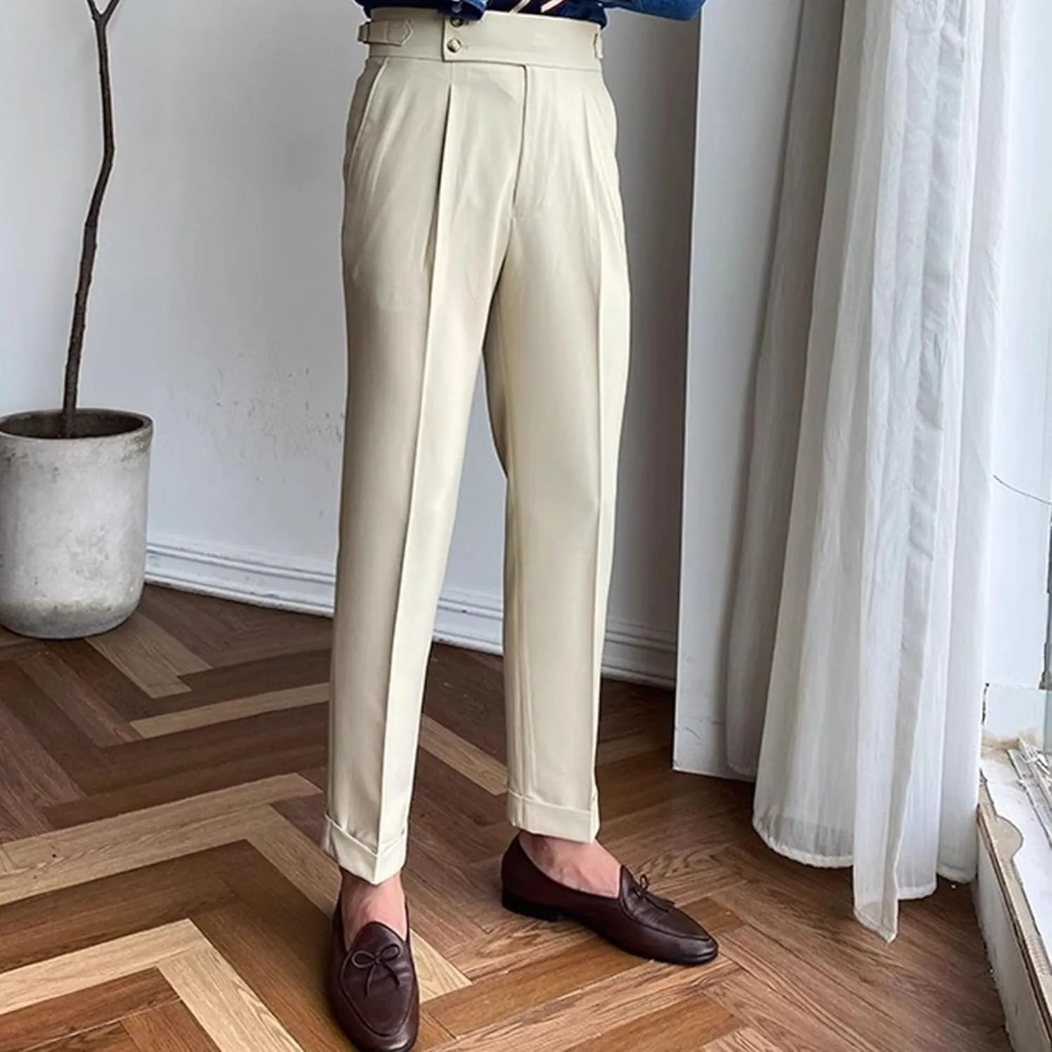 Men's Business Straight Leg Stylish Pants Solid Casual Regular Fit Trousers High Waist Comfort Outdoor Sweatpants