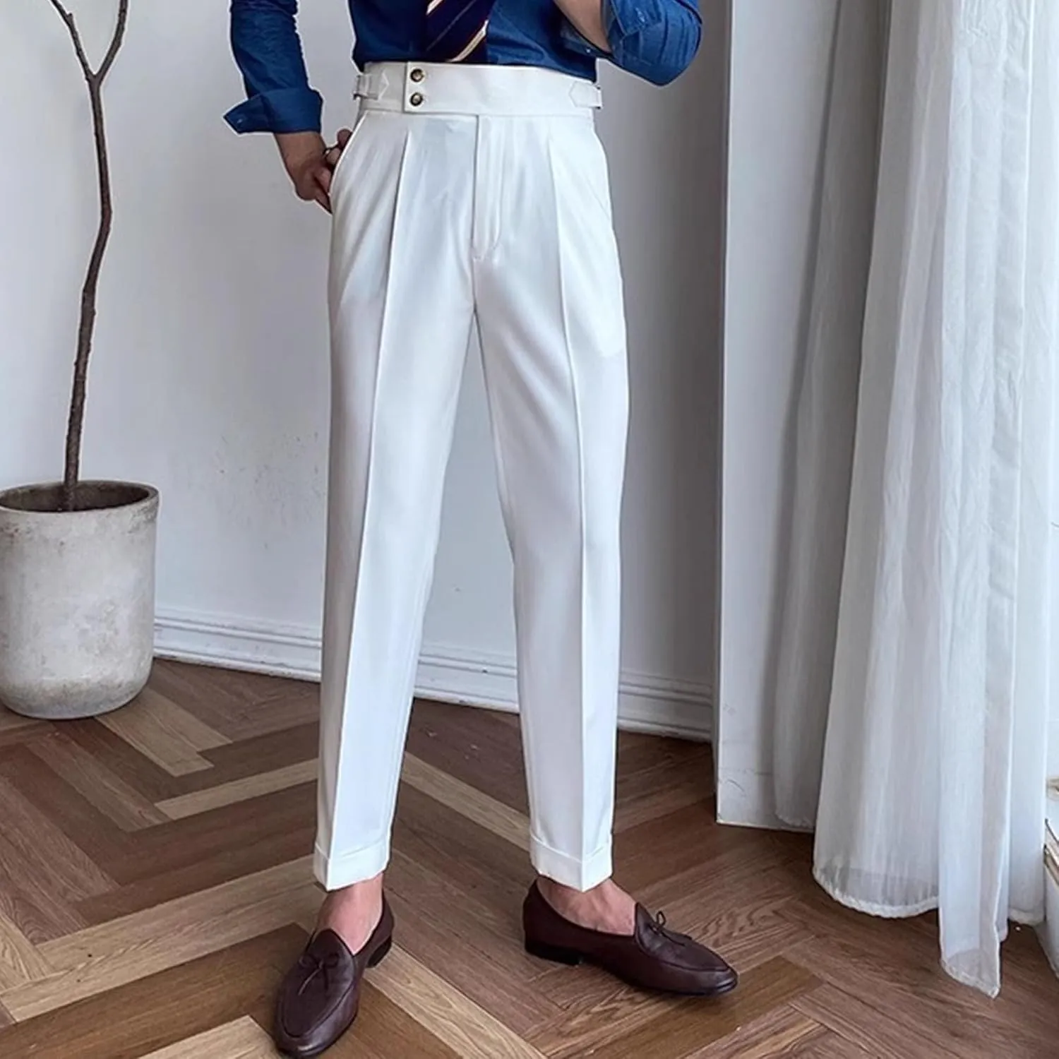 Men's Business Straight Leg Stylish Pants Solid Casual Regular Fit Trousers High Waist Comfort Outdoor Sweatpants